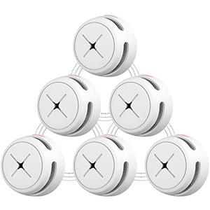 AEGISLINK Interlinked Smoke Detector, Smoke Alarm with Replaceable Battery, Wireless Interconnected Smoke Alarm, S-RF500 (RF Interlinked, 6-Pack)