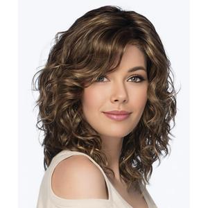SEVENCOLORS Medium Length Brown Wigs for White Women Natural Curly Hair Brown Blonde Wig Synthetic Wavy Layered Womens Wigs