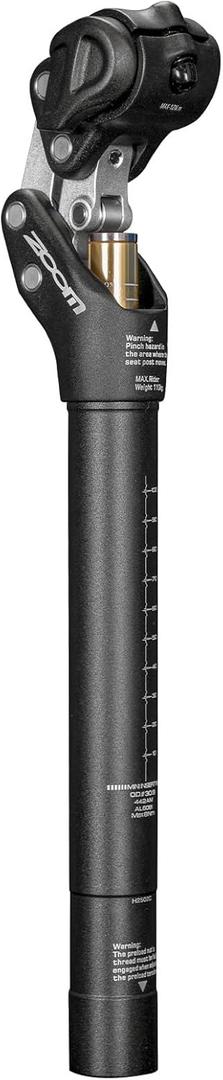 Zoom SP442 Bike Suspension Seatpost, 27.2mm/30.9mm/31.6mm, Adjustable Shock Absorber for Road, Gravel, E-Bikes, Supports up to 242 lbs Heavy Riders
