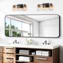 BONEWEI 24x60 inch Bathroom Mirror, Black Rectangle Mirror, Wall Mounted Bathroom Frame Vanity Mirror with Round Corner for Bedroom Living Room, Entryway Hangs Horizontal or Vertical