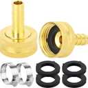 2Pcs 1/2 Barb to 3/4 GHT Female Thread Brass Garden Hose Pipe Connector, Hose Swivel Adapter for Garden Hose Repair