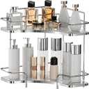 Seoneiro 2 Tier Corner Bathroom Counter Organizer, Cosmetic Skincare Organizer, Bathroom Countertop Perfume Tray Vanity Organizer, Kitchen Spice Corner Storage Shelf