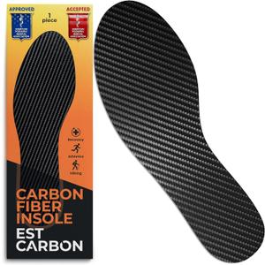 EstCarbon - Carbon Fiber Insole - 1 pc, Men 9.5, Women 10-10.5 - Unisex Orthotic Shoe Insert - Stiff Foot Plate - Turf Toe, Hallux Rigidus, Flat Feet, Plantar Fasciitis, Mortons Extension