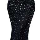 Women's Formal Evening Gown Elegant Rhinestone Long Prom Dress Wedding Guest Party Cocktail Bridesmaid Maxi Dress (Large, Black)