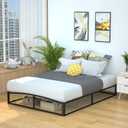 Amazon Basics Metal Platform Bed Frame, with Wood Slat Support, 10 inches High, Full, Black