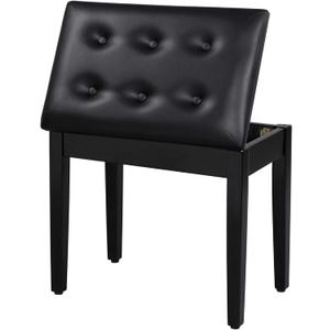 SONGMICS Piano Bench with Padded Cushion and Storage Compartment for Music Books, Vanity Stool, Tufted Wooden Piano Seat, 13.8 x 22 x 19.5 Inches, Black ULPB55H