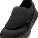 OrthoComfoot Men's Orthopedic Diabetic Extra Wide Walking Shoes: Comfortable Arch Support Slip-On Loafers for Plantar Fasciitis, Adjustable Easy Top Orthotic Shoes for Foot and Heel Pain Relief (K1-black)