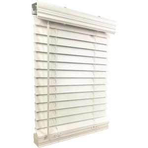 US Window and Floor 2" Cordless Faux Wood Blinds, Fit Windows 35" - 35 1/4", (Blind Size 34 5/8" x 84"), Inside Mount (Smooth White)