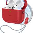 ESR for AirPods 4 Case, Compatible with AirPods 4th Generation Case (2024) (USB-C), Compatible with MagSafe, Drop Protection Cover with Lanyard, Magnetic Lid Lock, Orbit Hybrid Series, Red
