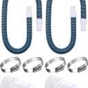 Jadive 2 Pack 1 1/2 Swimming Pool Filter Hose Replacement Kit 59 Long Pool Vacuum Hoses Universal 1.25/1.5 Inch Combo Hose Adapter with Clamps and Tape for Above Ground Pool(Dark Blue)