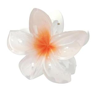 Flower Hair Claw Clips - Hawaiian for Women | Plumeria for Thin | Strong Hold jaw clip | Claw Clips for Girls| Preppy Flower Hair Clip (White)