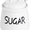 HAOTOP Porcelain Sugar Bowl with Lid and Spoon 12oz (White)