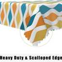 DORCEV Mid Century Wavy Lines Rectangle Tablecloth Blue Orange Yellow Turquoise Geometric Stripe Waterproof Table Cloth Abstract Art Table Cover for Dining Room Cafe Indoor Outdoor Decor,52x70 Inch