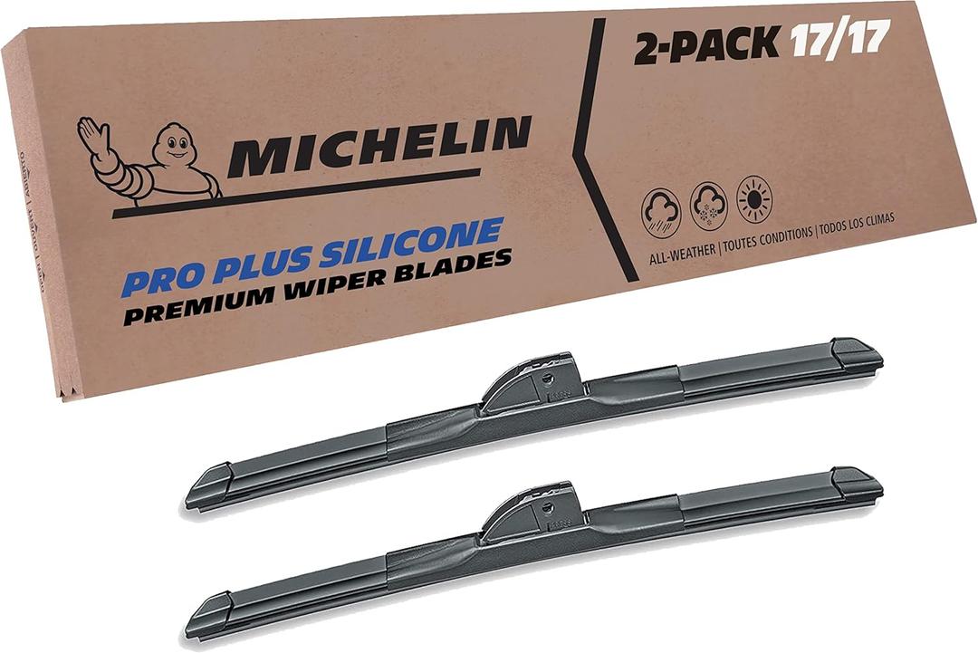 Michelin 40-1717SPBA Pro Plus Silicone Twin Pack 17 inch Wiper Blade Fits Select Toyota, Ford, Chevrolet, Suzuki, Geo, Isuzu, Hyundai, Nissan, Pontiac, Subaru, Model Years (2 Pack)
