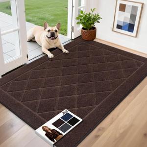 JSEI Dirt Trapper Door Mat 32"x48", Non-Slip Washable Entryway Mats, Dog Door Mat, Stain Resistant and Absorbent Floor Mats, Low Profile Welcome Mat for Front Back Door, Brown