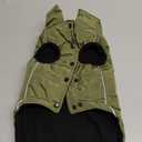 Dog Winter Puffer Jacket Waterproof, Reflective Furry Fleece Lined Dog Coats for Small Medium Dogs, Warm Snow Coat, Insulated Cold Weather Dogs Vest Jackets with Leash Hole, Olive (15-25lb (Chest:18"-20",Back:15.2"))