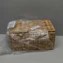 Water Hyacinth Baskets for Organizing, Rectangular Wicker Basket with Lid, Storage Baskets Bins with Builtin Handles for Shelf, Decorative Woven Basket Boxes for Storage Home Organizer Decor