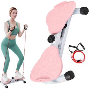 Twisting Waist Machine, Waist Twister Machine with Resistance Bands - 300 lbs Weight Capacity, Noiseless Home Gym for Ab Exercise Foot Massage and Weight Loss, Home Gym Equipment for Women/Men (Pink)