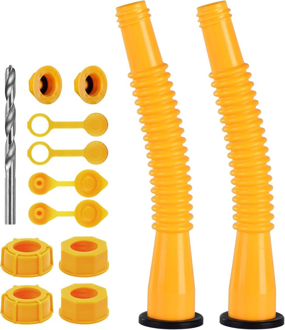 Gas Can Spout Replacement Kit, Gas Can Nozzle Replacement (2 Kit-Yellow) All gaskets are installed and ready to use upon receipt. For 1/2/5/10 gallon gas can. Easy and convenient to use