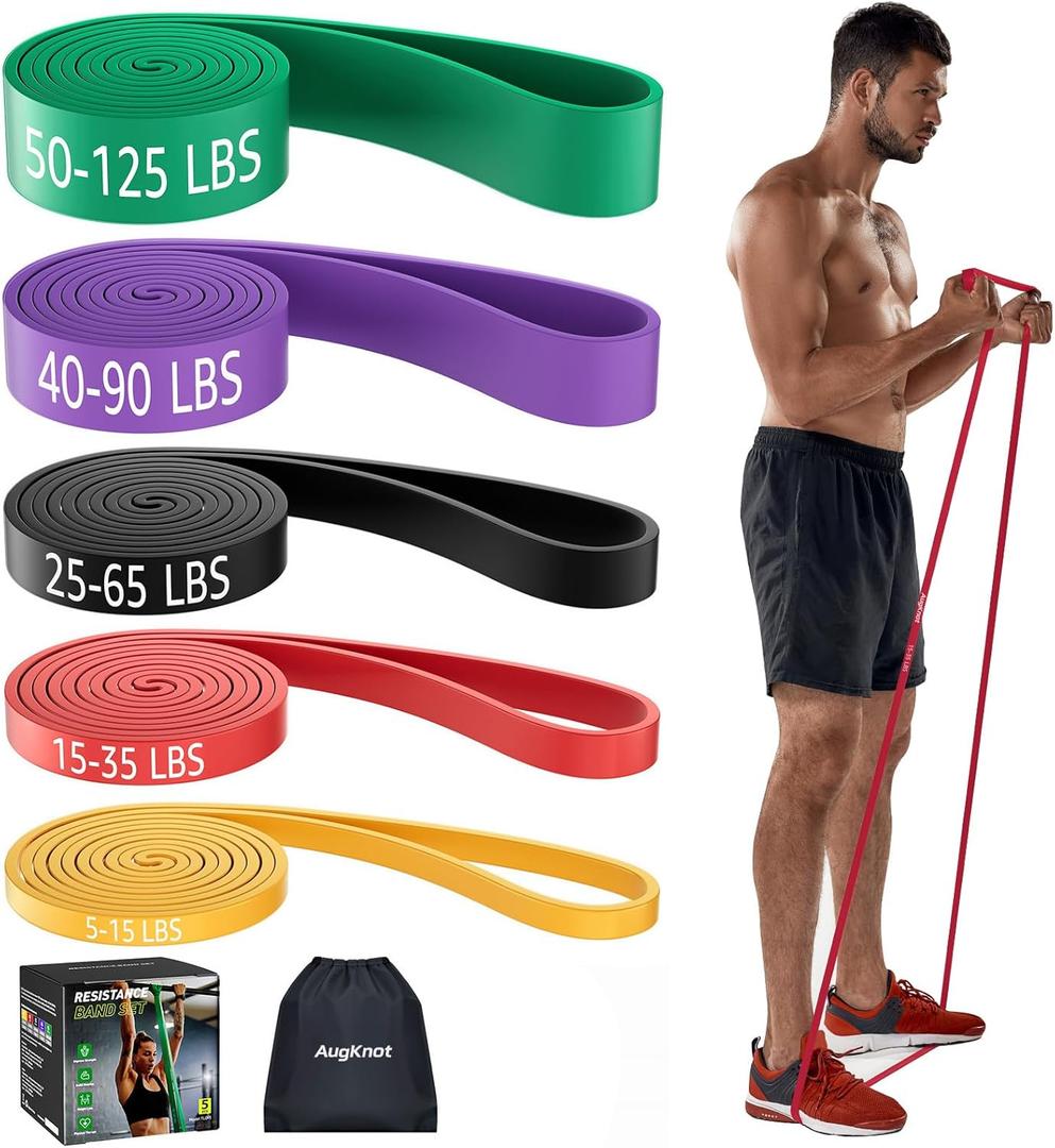 Resistance Bands for Working Out: 5-Levels Exercise Bands Set - Pull Up Assistance Elastic Silicone - Physical Therapy/Stretching/Training - Home Gym for Women & Men