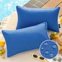 Phantoscope Pack of 2 Outdoor Waterproof Solid Throw Decorative Pillow Cover Decorative Square Outdoor Pillows Cushion Case Patio Pillows for Couch Tent Sunbrella, Blue 12x20 inches 30x50 cm (20" x 12" (Pack of 2))