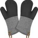 Cuisinart Heritage Kitchen Oven Mitts  Heat-Resistant Kitchen Mitts for Oven with Non-Slip Neoprene Palm, Long Cuff, and Cotton Filling  Durable Oven Gloves for Cooking, Baking, & Grilling (Black Chevron)