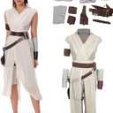 Knight Costume Women Adult Halloween Cosplay White Outfit Accessories | Renaissance Force Suit Shirt Pants Belt Wristband Armband Medieval Uniform Accessory for Carnival Stage Role Play Party, M