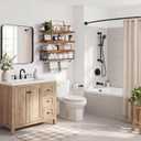 QEEIG Long Bathroom Floating Shelves Over Toilet (Brown, Set of 3, 31.5")