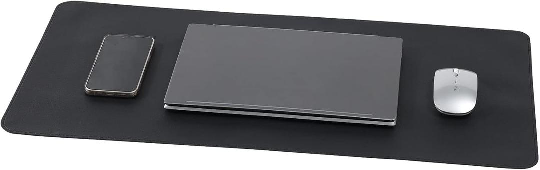Desk Pad 27x13 inches, PU Leather Desk Blotter, Non-Slip Base Waterproof Surface Office Desk Mat Protector,Old Desktop Cover Decor, Large Mouse Pad, Black