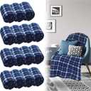 Newwiee 15 Pcs Buffalo Plaid Fleece Throw Blanket for Couch 50 X 60 Soft Plaid Throw Blankets Bulk Lightweight Warm Fuzzy Blanket for Couch Bed Office Travel Outdoor (Blue)