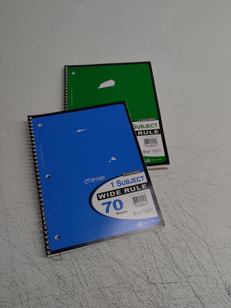 Top Flight 1-Subject Notebook, College Rule Set of 2