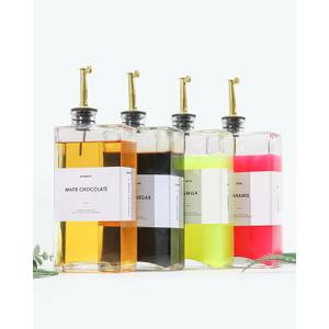 Olive Oil Dispenser For Kitchen, Glass Oil Bottle 500ML Oil And Vinegar Dispenser Set Of 4 with 4 Stainless Steel Pourers & 88 Labels, Soy Sauce Dispenser, Coffee Syrup Bottles