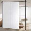 AJAZZ Privacy Curtains for Room Divider with Blackout & Soundproof (White, W100 x L96 in, 1 Panel)+ No Drill Curtain Rod(H) 43-120×(W) 35-100 in, Wall Divider for Bedroom/Studio/Office Curtain