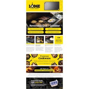 Lodge Double Play Reversible Cast Iron Grill/Griddle  DualSided with Double Burner Configuration for Eggs, Pancakes, Burgers & More  Seasoned, NonToxic Cookware  HeavyDuty Grill Pan  Black