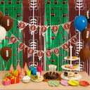 Boao 2 Pack Football Party Decorations 3.3x6.6 ft Shiny Tinsel Backdrop Green and Brown Football Tinsel Foil Fringe Curtains Backdrop Photo Props for Sports Rugby Birthday Party Home Decorations