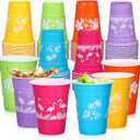 60 Pcs Tropical Luau Party Cups, 16 Oz Hawaiian Plastic Party Decoration Cups Bulk, Colorful Disposable Plastic Cups for Summer Beach Party Favors Birthday Party Decor Supplies
