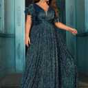 Women Plus Size Wedding Guest Summer Long Prom Dress A Line Elegant Formal Evening Party Cocktail Bridesmaid Gown, Green, 4XL