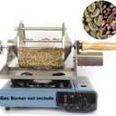 Coffee Roaster Gas Burner Coffee Roasting Machine for Home Use, 400g Capacity, Quartz Glass Drum, Stainless Steel Frame, Peanut and Nut Roaster