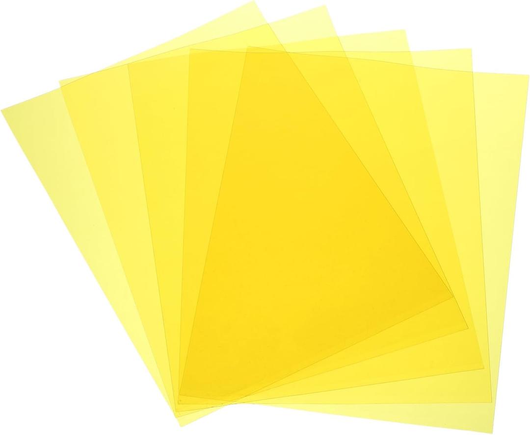 MECCANIXITY 5 Pcs Colored Plastic Sheets, A3 Transparent Amber Film Color Correction Gel Light Filter Waterproof 16.5 x 11.7" Sheet for DIY Crafts,LED Lighting,Photo (Yellow)