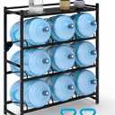 5 Gallon Water Jug Holder Heavy Duty4-Tier Water Jug Rack w/Top Shelf, Wall Mount Water Bottle Holder for 9 Bottles, Powder Coated Water Rack Stand for Home, Office, Restaurant, Gym.