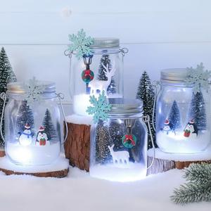 Chunful 3 Pack Winter Craft Kits for Kids, Mason Jar Kit with Accessories for DIY Holiday Party Supplies, DIY Art and Craft Projects Ornament Kits Winter Party Favor Gifts Xmas Activities
