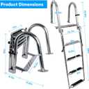 Pontoon Boat Ladder,Polished 316 Stainless Steel 4 Step Telescoping Ladder,600LBS Capacity for Sailboats,Ships,Most Swimming Pools,Docks,pontoons.