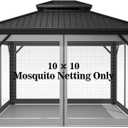 Gazebo Universal Replacement Mosquito Netting  Hugline 10' x 10' Outdoor Mesh Netting Screen 4-Panel Sidewall Curtain with Zipper (Gray)