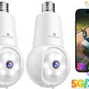 SYMYNELEC Light Bulb Security Camera: 5G WiFi Socket Camera Outdoor - Wireless Lightbulb Camera Waterproof for Home with 3K Night Vision Motion Detection 2Packs