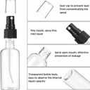 Roshtia 200 Pcs 2 oz Plastic Mini Spray Bottles with Black Cap Clear Empty Fine Mist Spray Bottles Refillable Liquid Container for Essential Oils Perfumes Travel Makeup
