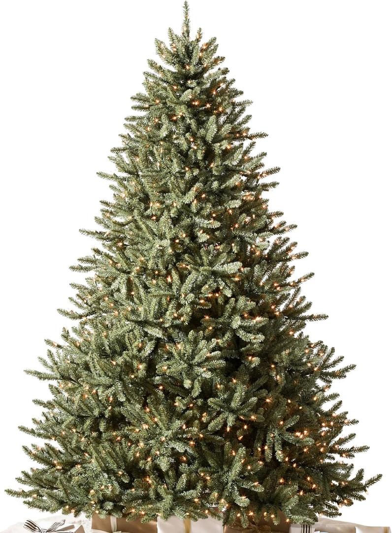 Balsam Hill 7.5ft Pre-Lit Classic Blue Spruce - Artificial Christmas Tree with 2,960+ Tips, 1,000 Clear LED Lights, Easy Plug Technology & Premium Stand for Indoor Holiday Decorating