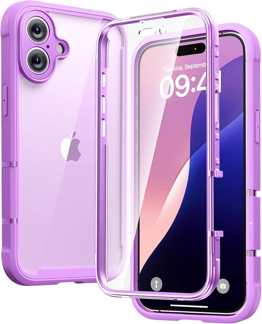 Diaclara Designed for iPhone 16 Case, Full Body Rugged Case with Built-in Touch Sensitive Anti-Scratch Screen Protector, Upgraded [Full Camera Protection] for iPhone 16 6.1" (Dark Pink)