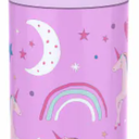 Zak Designs Fanciful Unicorn Stainless Steel Double Wall Vacuum Atlantic Bottle, 14oz