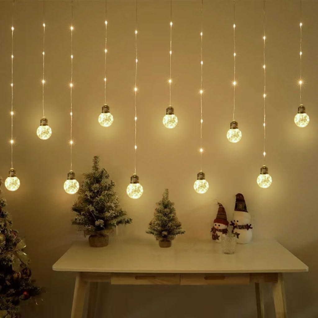 Wishing Ball Fairy Curtain Lights, 200 LED Edison Style Twinkle String Lights with Remote Control, USB Powered Indoor/Outdoor Decor for Bedroom, Christmas, Wedding, Party (Warm White)