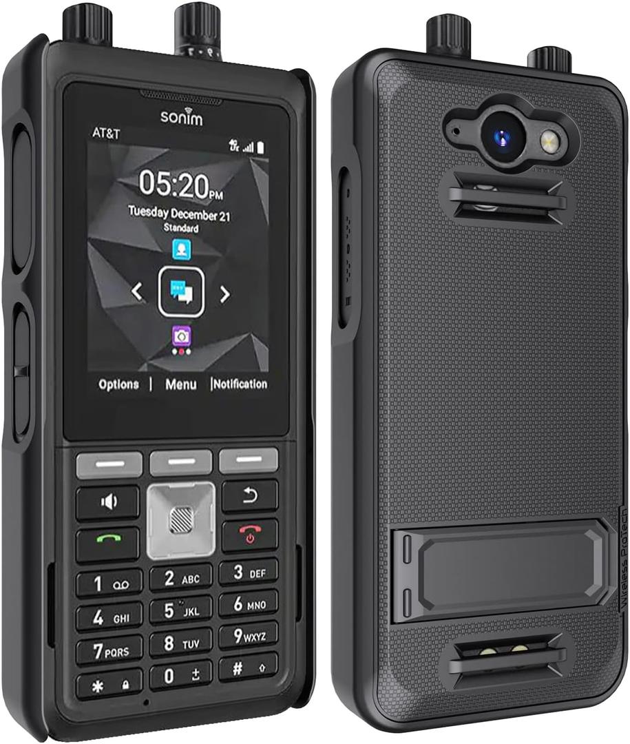 Case Compatible with Sonim XP5PLUS (XP5900) (Knob and No Knob Versions), Protective Shell Case with Kickstand and Screen Protector (Black)